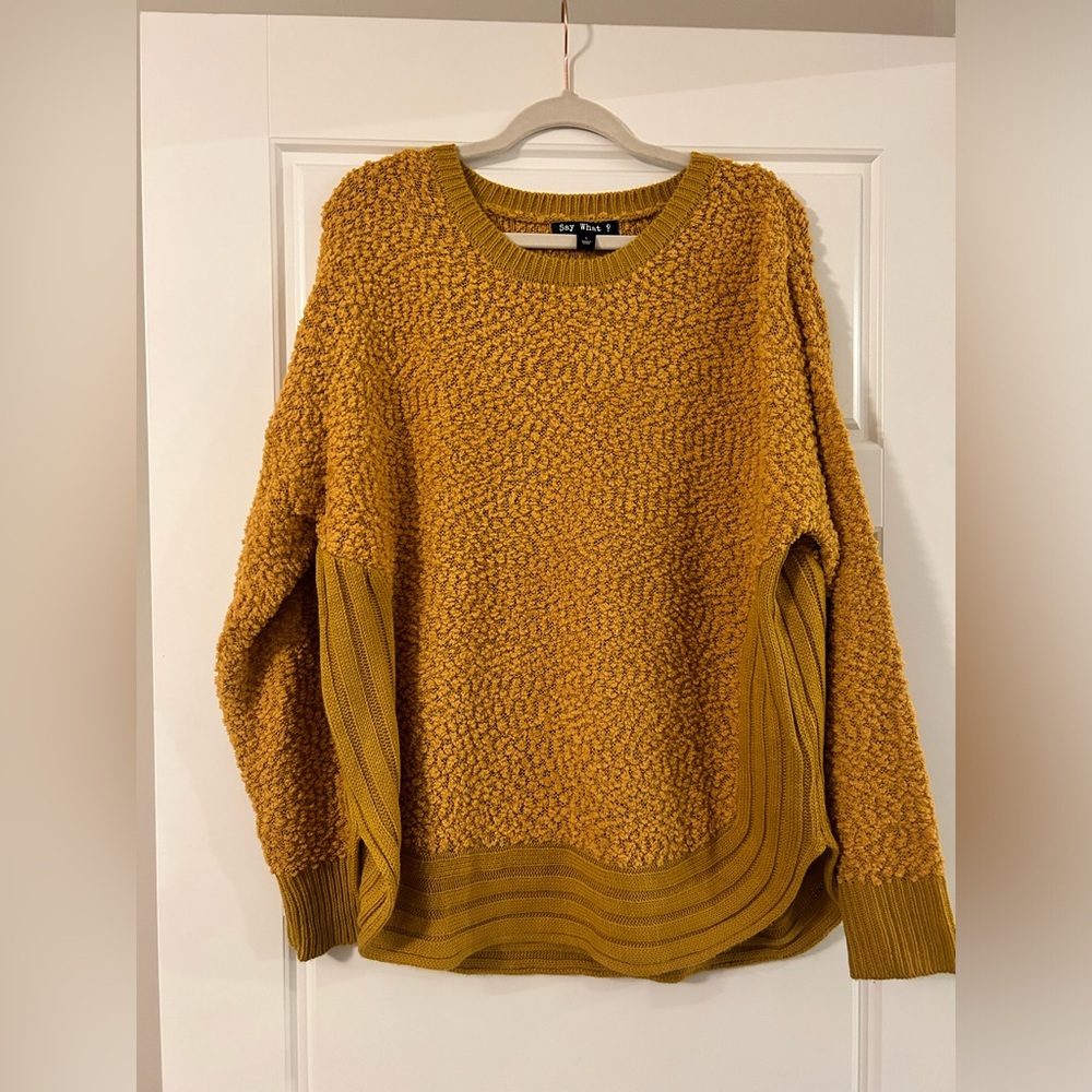 Say What? Mustard Yellow Oversized Sweater Size Large